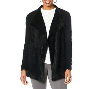 Colleen Lopez Waterfall Sweater Knit Cardigan 770-524 Black Large